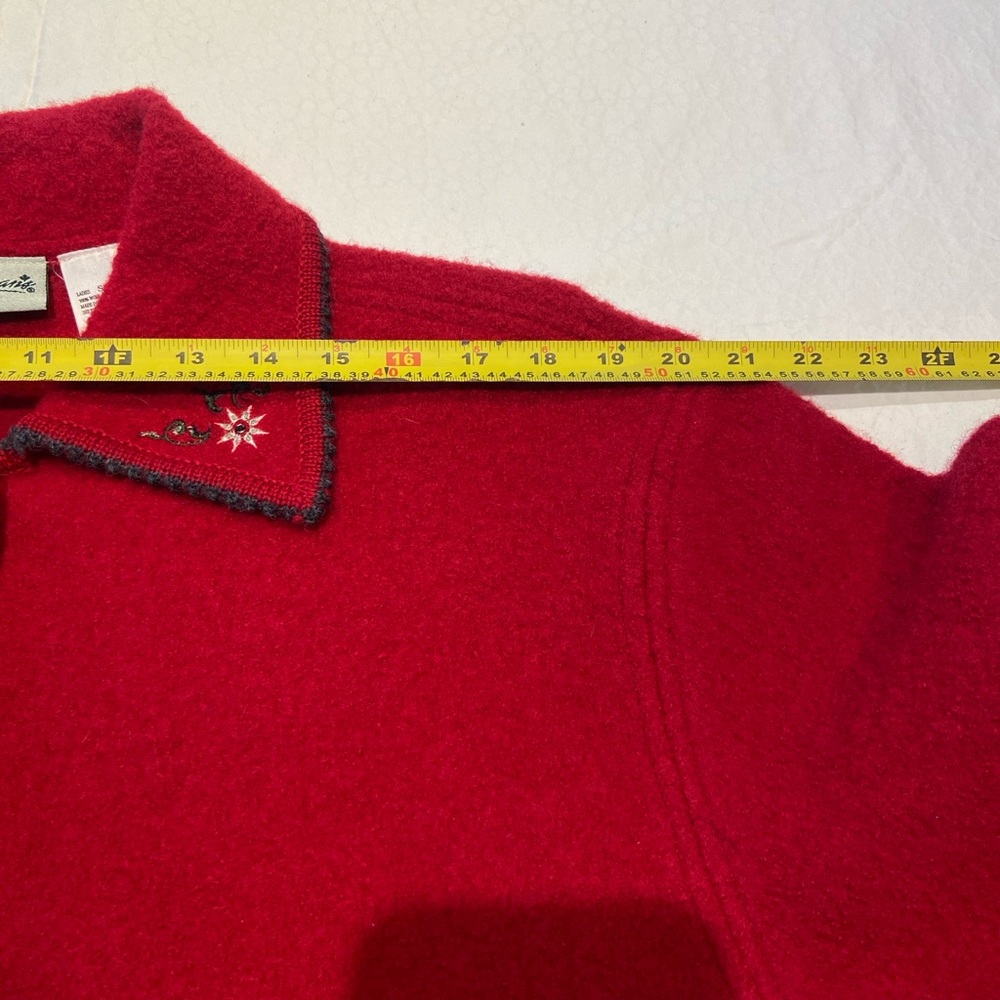 Red Embroidered Button-Up Cardigan - Picture 6 of 12